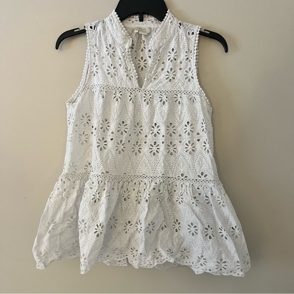 Kate Spade Sleeveless Floral Eyelet White Top Size Small - Picture 2 of 16